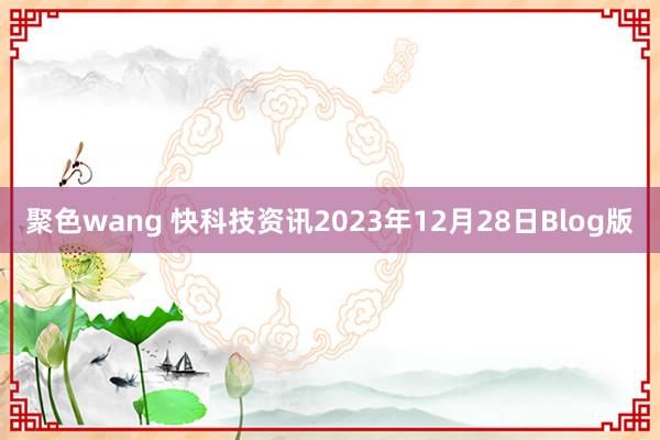 聚色wang 快科技资讯2023年12月28日Blog版